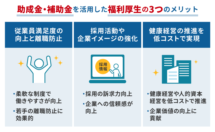 助成金・補助金を活用した福利厚生の3つのメリット